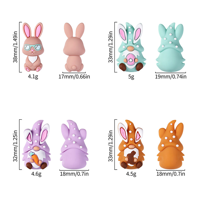 Silicone 3D Focal Beads Easter Bunny Holding Carrot Detail 8