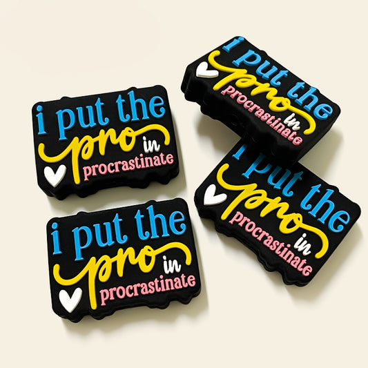 20Pcs Silicone Focal Beads English Text I Put The Pro In Procrastinate