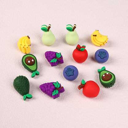 20Pcs Silicone 3D Focal Beads Fruity Aroma Mixed Fruit Shapes 3