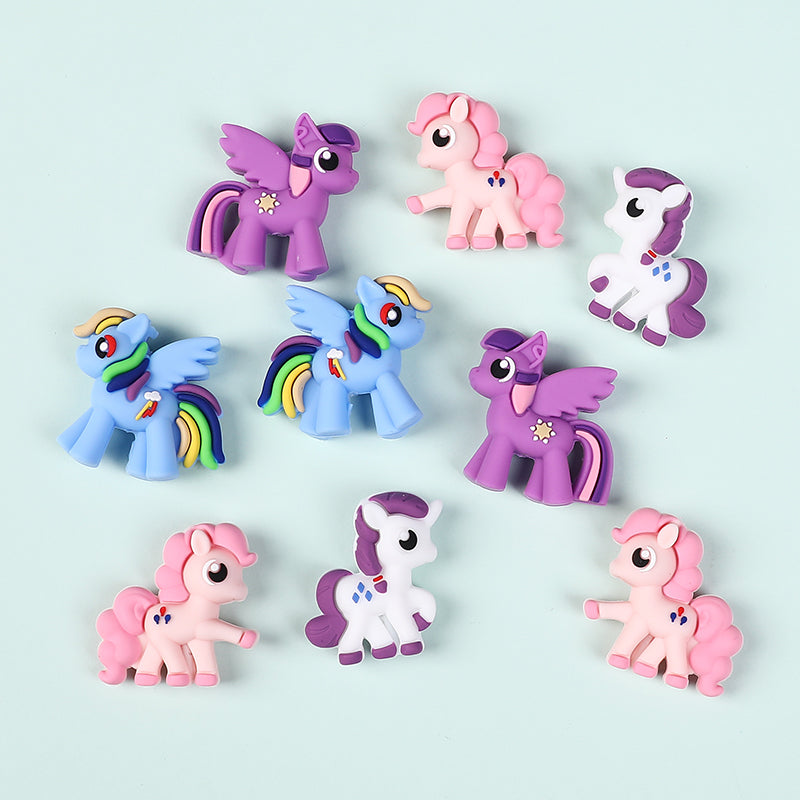 20Pcs Silicone 3D Focal Beads Pony Character Wings Spread 2