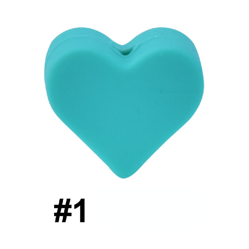 50pcs 14mm Heart Silicone Beads Colorful Diy Teether Accessories 6