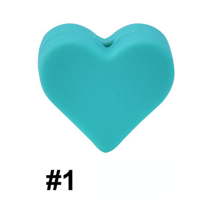 50pcs 14mm Heart Silicone Beads Colorful Diy Teether Accessories 6