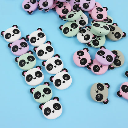 Silicone Focal Beads Cartoon Animal Panda Face with Ears 3
