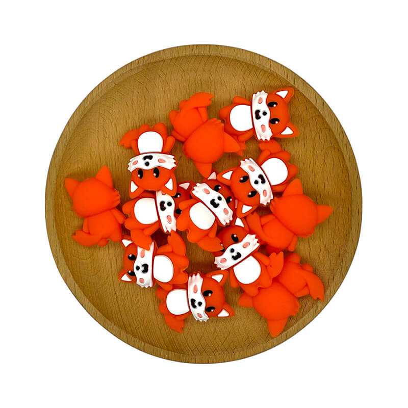 20Pcs Silicone 3D Focal Beads Little Fox Front Facing 2
