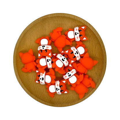 20Pcs Silicone 3D Focal Beads Little Fox Front Facing 2