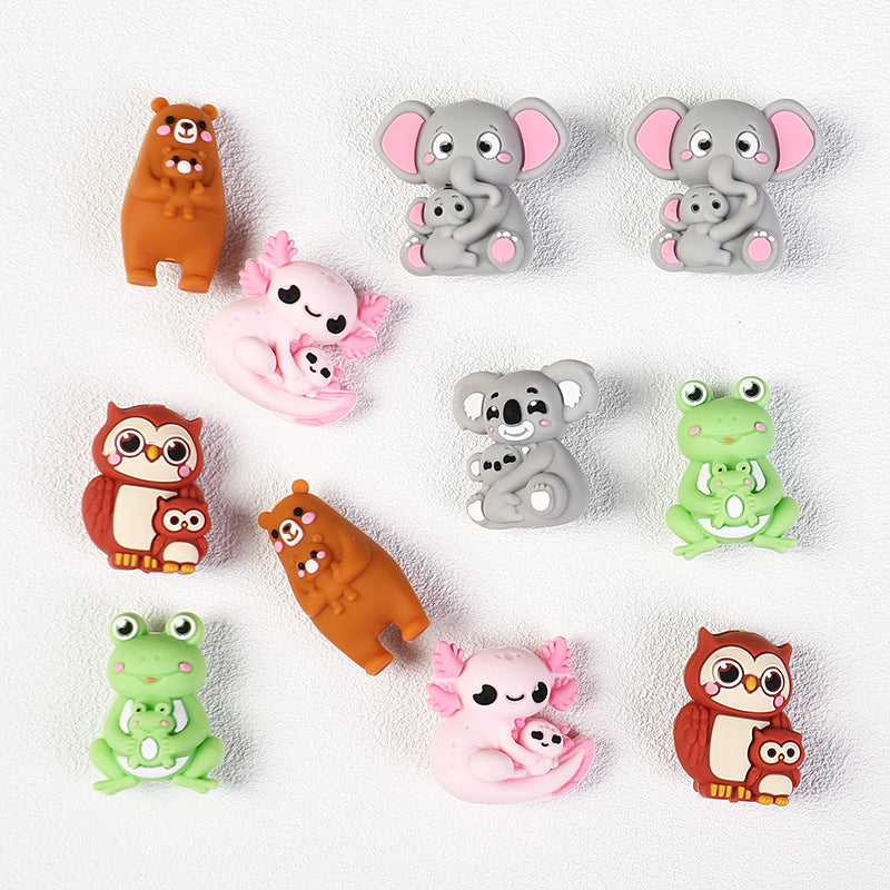 20Pcs Silicone 3D Focal Beads Mother Animals Holding Baby Detail 6