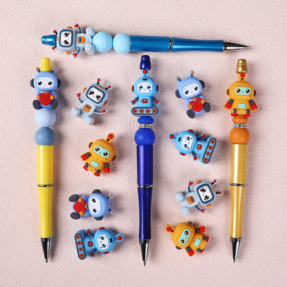 20Pcs Silicone 3D Focal Beads Love Robot Holding Heart and Front Facing 9