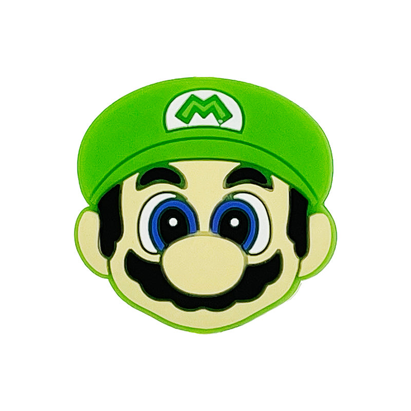 20pcs Silicone Focal Beads Green Cap Character Face Front Facing
