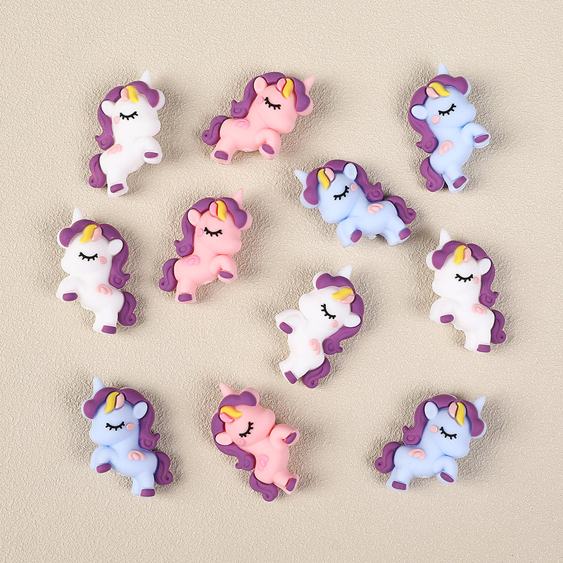 20Pcs Silicone 3D Focal Beads Unicorn Sleeping Pose 4