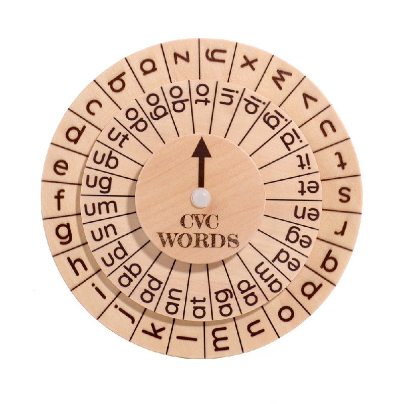 Wooden Montessori Toys Word Game Turntable Educational Toy