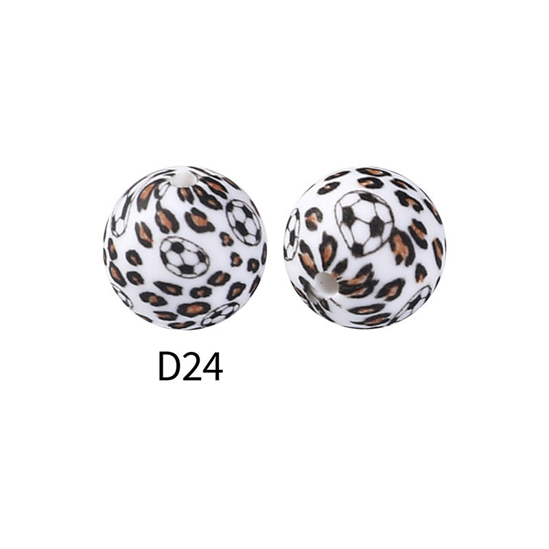 50pcs 15mm Rhombus Printed Silicone Beads Multi Color Design 34