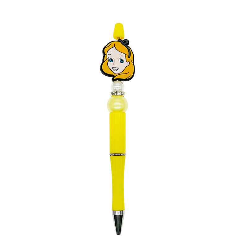 20pcs Silicone Focal Beads Girl Blonde Hair with Headband Face Detail 3