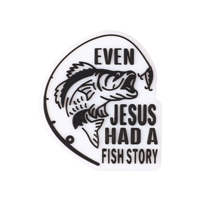 20Pcs Silicone Focal Beads Fishing Theme Printed Text Designs 11