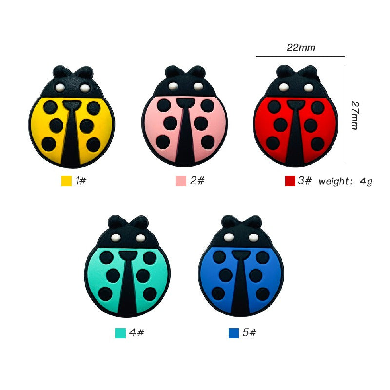 20pcs Silicone Focal Beads Beetle Front Facing Design