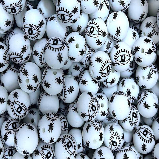 50pcs 15mm Starry Eye Printed Silicone Beads