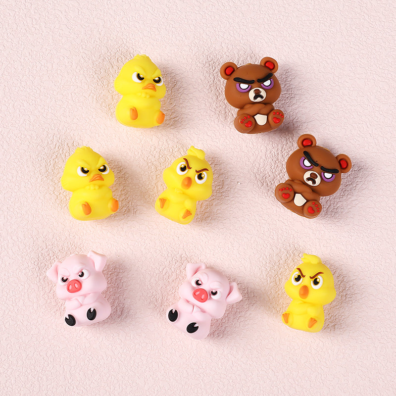 Silicone 3D Focal Beads Angry Animal Front Facing 4