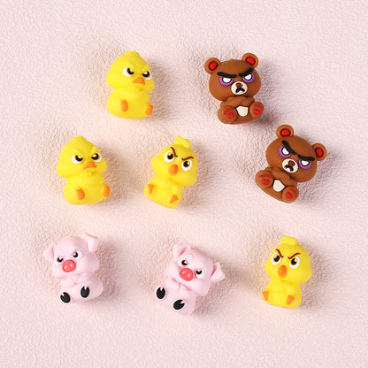 Silicone 3D Focal Beads Angry Animal Front Facing 4