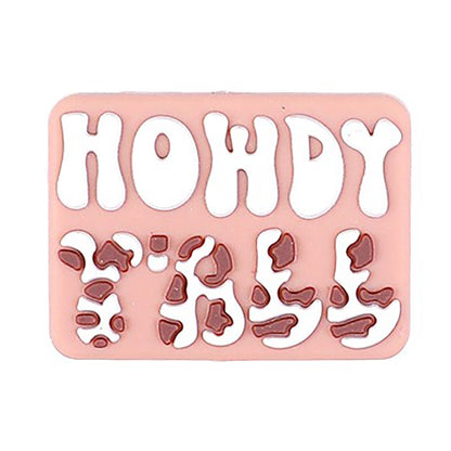 20pcs Silicone Focal Beads Howdy Y All Rectangular Patch Design 4