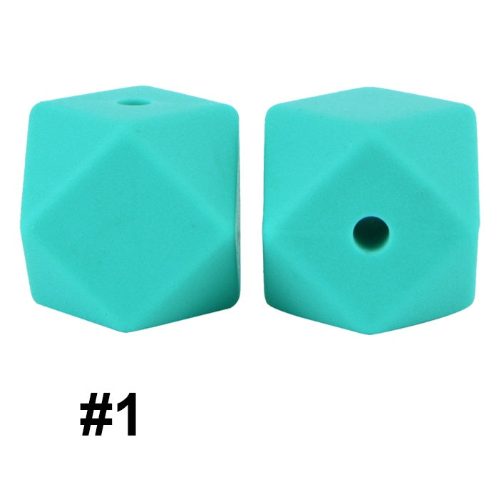50pcs 14mm Hexagon Silicone Beads Solid Color Variety Options 42