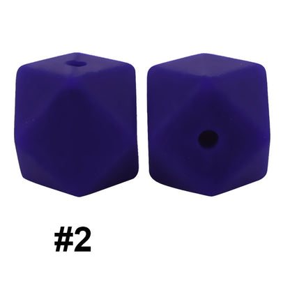 50pcs 14mm Hexagon Silicone Beads Solid Color Variety Options 72