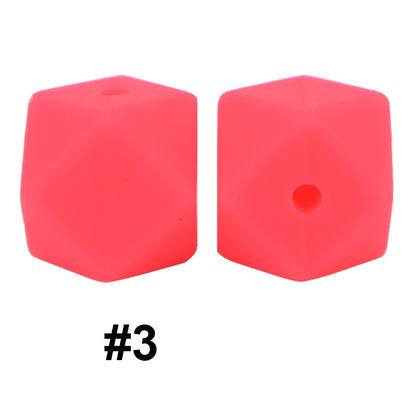 50pcs 14mm Hexagon Silicone Beads Solid Color Variety Options 73