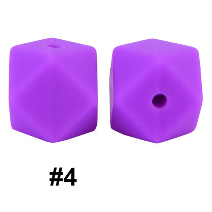 50pcs 14mm Hexagon Silicone Beads Solid Color Variety Options 74