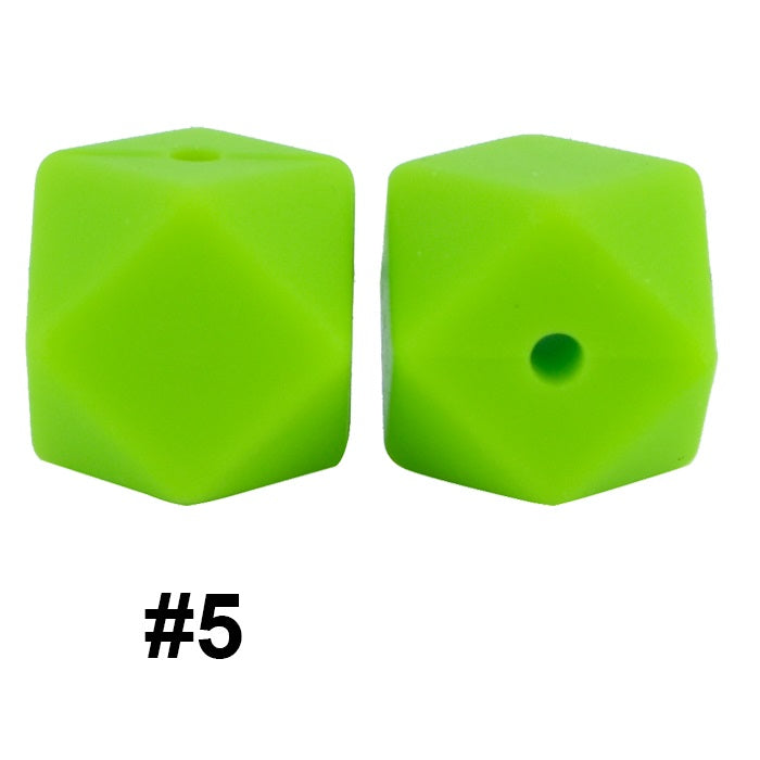 50pcs 14mm Hexagon Silicone Beads Solid Color Variety Options 75