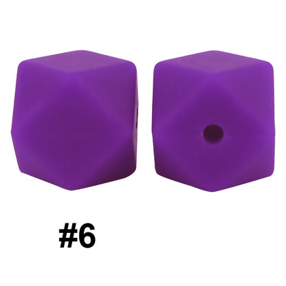 50pcs 14mm Hexagon Silicone Beads Solid Color Variety Options 76