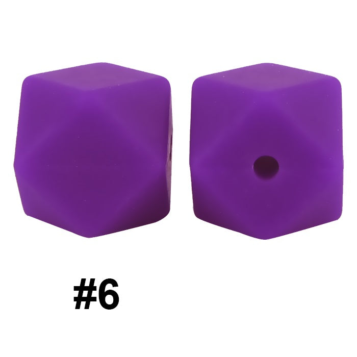 50pcs 14mm Hexagon Silicone Beads Solid Color Variety Options 76
