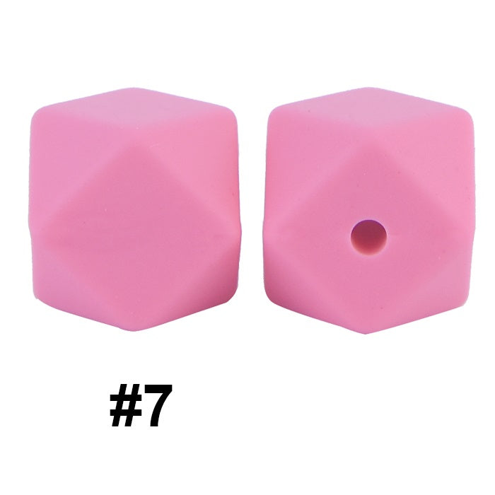 50pcs 14mm Hexagon Silicone Beads Solid Color Variety Options 77