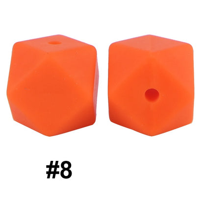 50pcs 14mm Hexagon Silicone Beads Solid Color Variety Options 78
