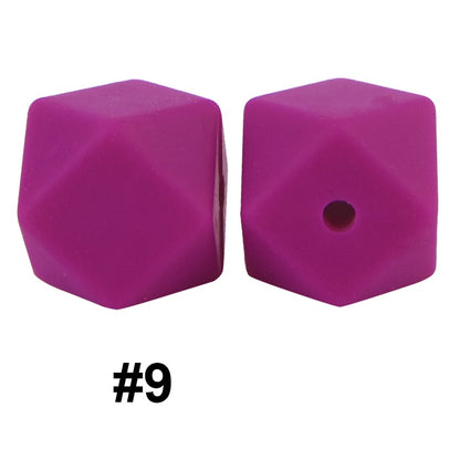 50pcs 14mm Hexagon Silicone Beads Solid Color Variety Options 79