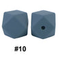 50pcs 14mm Hexagon Silicone Beads Solid Color Variety Options 43