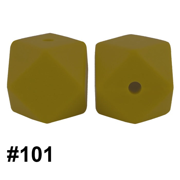 50pcs 14mm Hexagon Silicone Beads Solid Color Variety Options 45