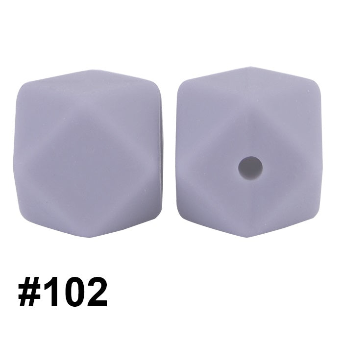 50pcs 14mm Hexagon Silicone Beads Solid Color Variety Options 46