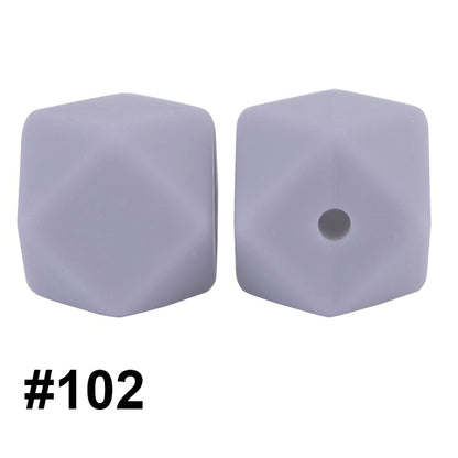 50pcs 14mm Hexagon Silicone Beads Solid Color Variety Options 46