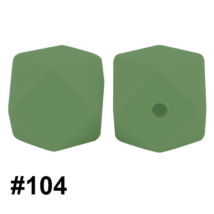 50pcs 14mm Hexagon Silicone Beads Solid Color Variety Options 48
