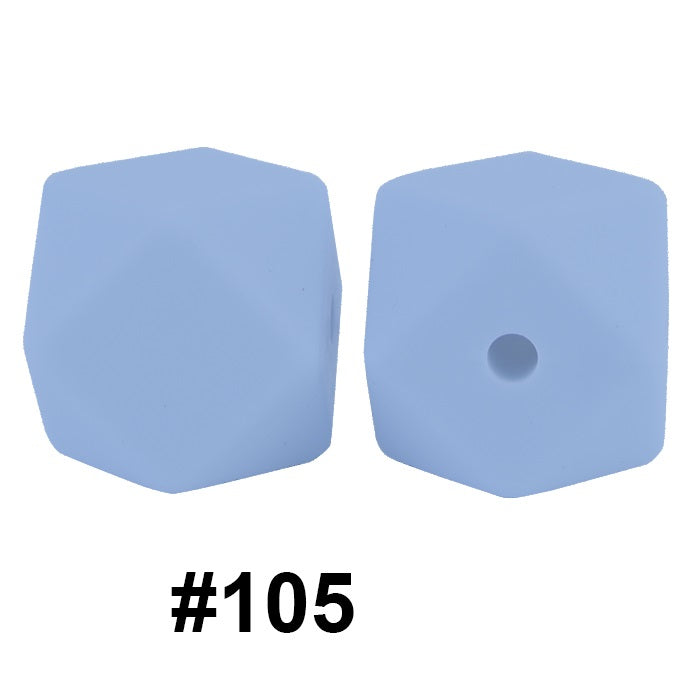 50pcs 14mm Hexagon Silicone Beads Solid Color Variety Options 49