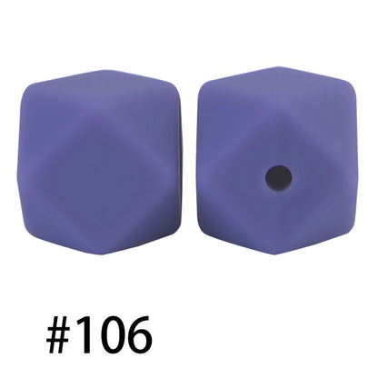 50pcs 14mm Hexagon Silicone Beads Solid Color Variety Options 50