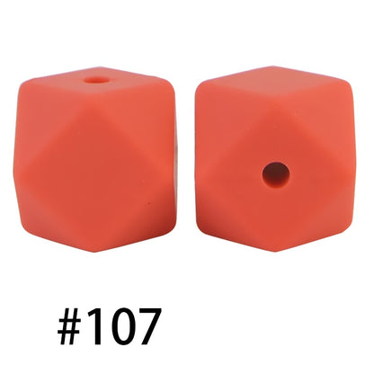 50pcs 14mm Hexagon Silicone Beads Solid Color Variety Options 51