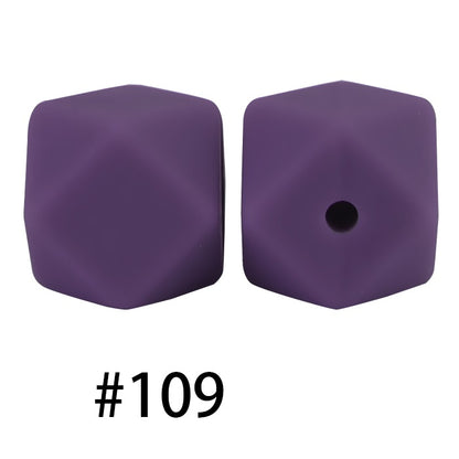 50pcs 14mm Hexagon Silicone Beads Solid Color Variety Options 53