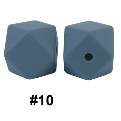 50pcs 14mm Hexagon Silicone Beads Solid Color Variety Options 43