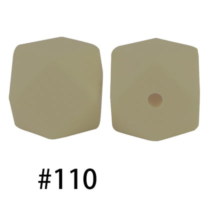 50pcs 14mm Hexagon Silicone Beads Solid Color Variety Options 55