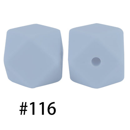 50pcs 14mm Hexagon Silicone Beads Solid Color Variety Options 60