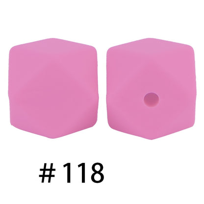 50pcs 14mm Hexagon Silicone Beads Solid Color Variety Options 62