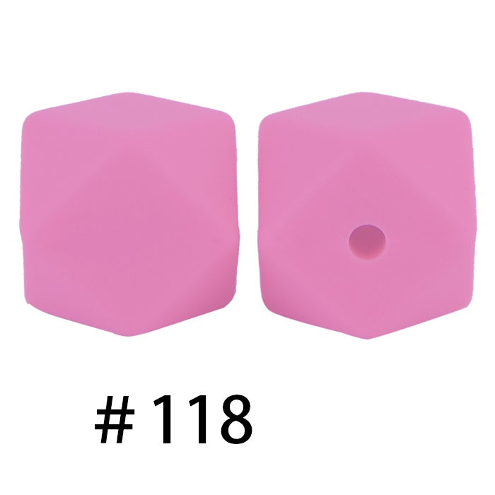 50pcs 14mm Hexagon Silicone Beads Solid Color Variety Options 62