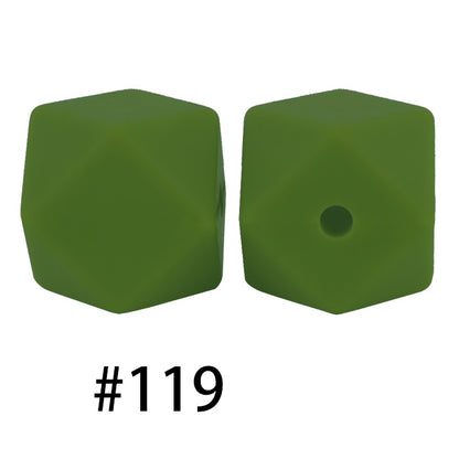 50pcs 14mm Hexagon Silicone Beads Solid Color Variety Options 63
