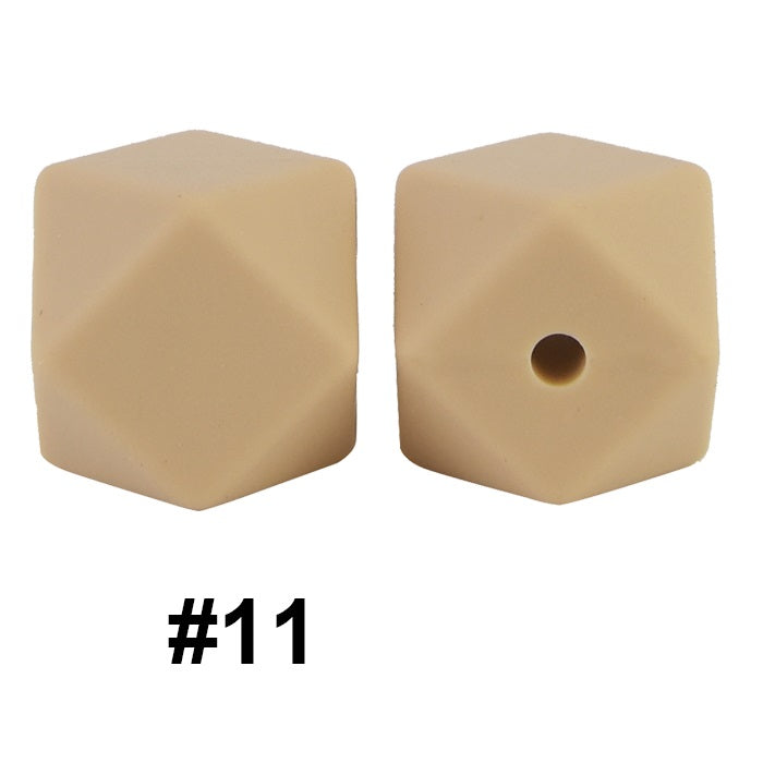 50pcs 14mm Hexagon Silicone Beads Solid Color Variety Options 54