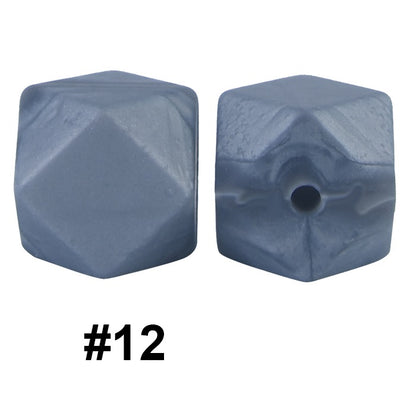 50pcs 14mm Hexagon Silicone Beads Solid Color Variety Options 64