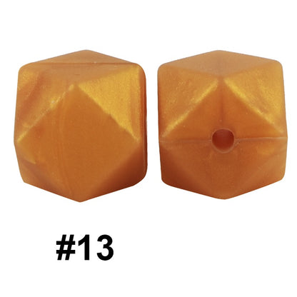 50pcs 14mm Hexagon Silicone Beads Solid Color Variety Options 65